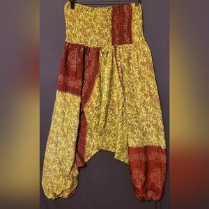 Urban Nomad Silk Burgandy & Cream Floral Harum Pants